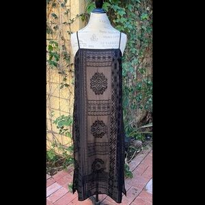 Anthropologie FLOREAT Luna Embroidered 1920’s Style Black Lined Slip-Dress Sz S